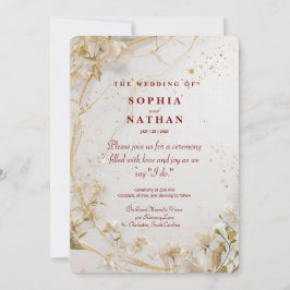 Elegante invitación a la boda floral de oro