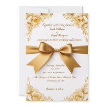 Elegante invitación a la boda floral de oro con ci