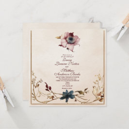 Elegante invitación a la Boda Floral de Oro de Bor