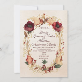 Elegante invitación a la Boda Floral de Oro de Bor
