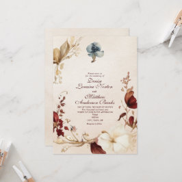 Elegante invitación a la Boda Floral de Oro de Bor