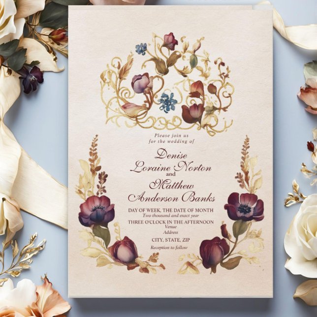 Elegante invitación a la Boda Floral de Oro de Bor (Subido por el creador)