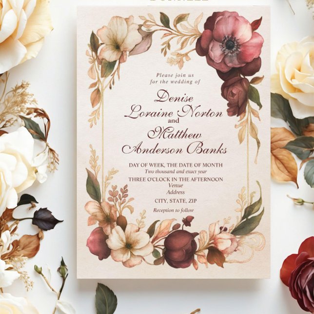 Elegante invitación a la Boda Floral de Oro de Bor (Subido por el creador)