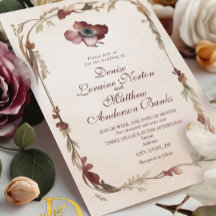 Elegante invitación a la Boda Floral de Oro de Bor