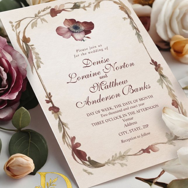 Elegante invitación a la Boda Floral de Oro de Bor (Subido por el creador)