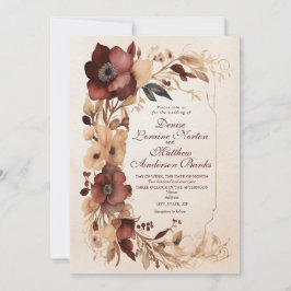 Elegante invitación a la Boda Floral de Oro de Bor