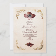 Elegante invitación a la Boda Floral de Oro de Bor