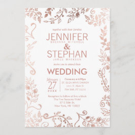Elegante Invitación a la Boda Floral de Oro Rosa B