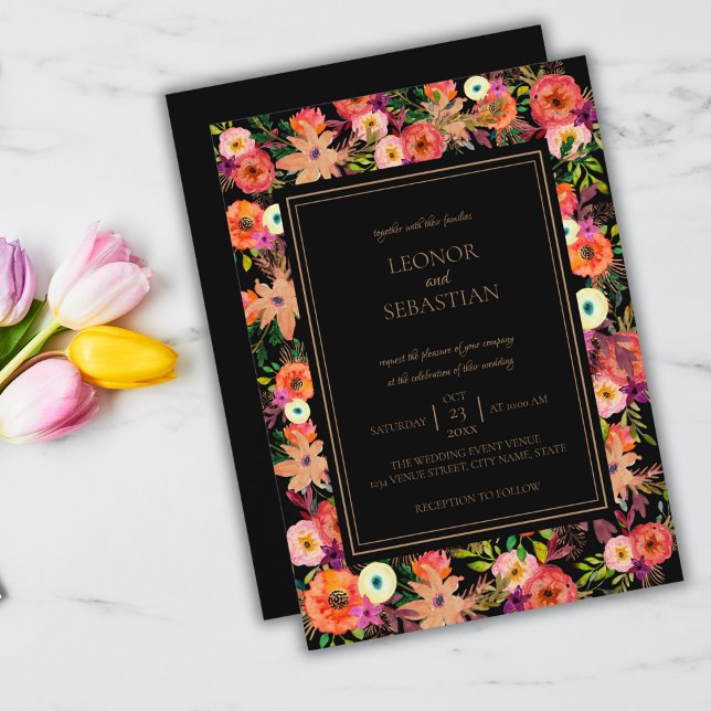 Elegante Invitación a la boda floral de otoño (Subido por el creador)