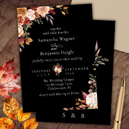 Elegante invitación a la boda floral de otoño