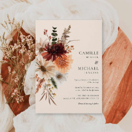Elegante Invitación a la boda floral de otoño