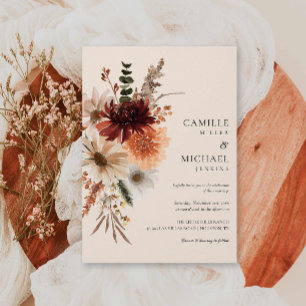 Elegante Invitación a la boda floral de otoño