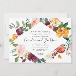 Elegante Invitación a la boda floral de otoño