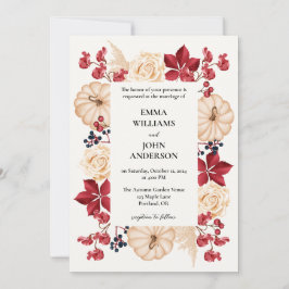 Elegante invitación a la boda floral de otoño en B