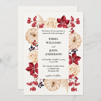 Elegante invitación a la boda floral de otoño en B