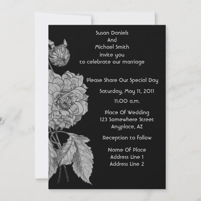 Elegante Invitación a la Boda Floral de Peony Plat (Anverso)