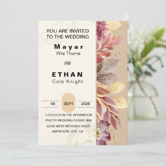 Elegante invitación a la boda floral de Personaliz