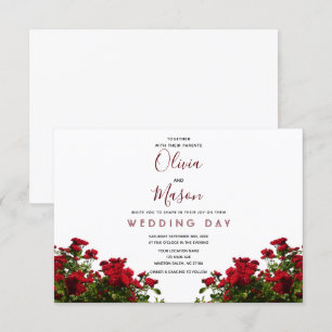 Elegante invitación a la boda floral de rosa roja