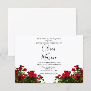 Elegante invitación a la boda floral de rosa roja