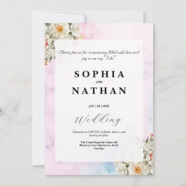 Elegante invitación a la boda floral de Rubor