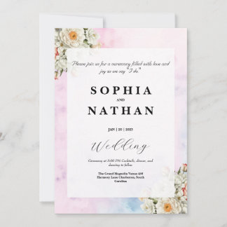 Elegante invitación a la boda floral de Rubor