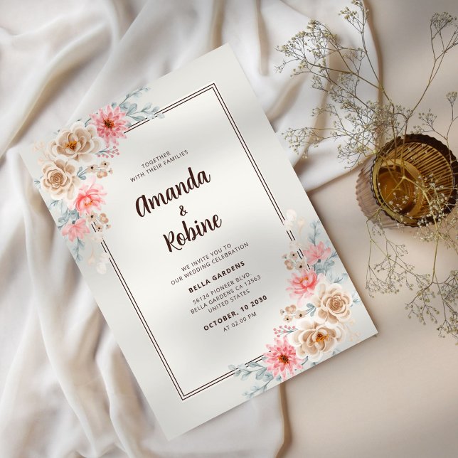 Elegante invitación a la boda floral de Rubor (Subido por el creador)