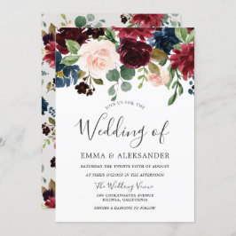 Elegante invitación a la boda floral en Borgoña y 
