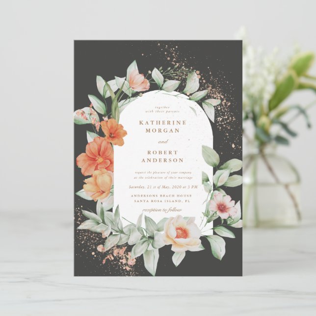 Elegante Invitación a la Boda Floral en el Jardín  (Anverso de pie)