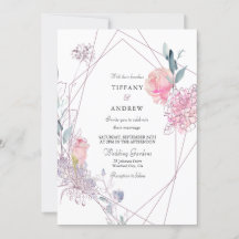 Elegante Invitación a la Boda Floral Geométrica Ro