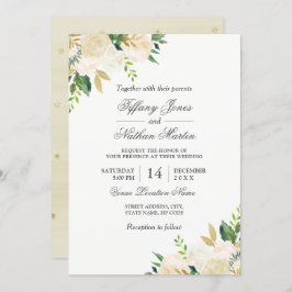 Elegante Invitación a la Boda Floral Gold