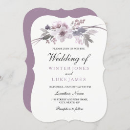 Elegante Invitación a la Boda Floral Gris Gúrpura