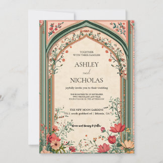 Elegante invitación a la boda floral india