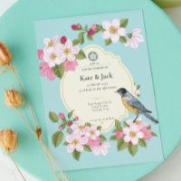 Elegante invitación a la boda floral japonesa