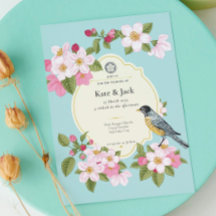 Elegante invitación a la boda floral japonesa