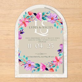 Elegante invitación a la boda floral - Lydia y Sac