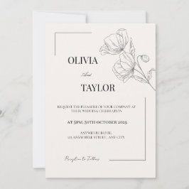 Elegante invitación a la boda floral Minimalista