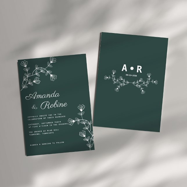 Elegante invitación a la boda floral Minimalista (Subido por el creador)