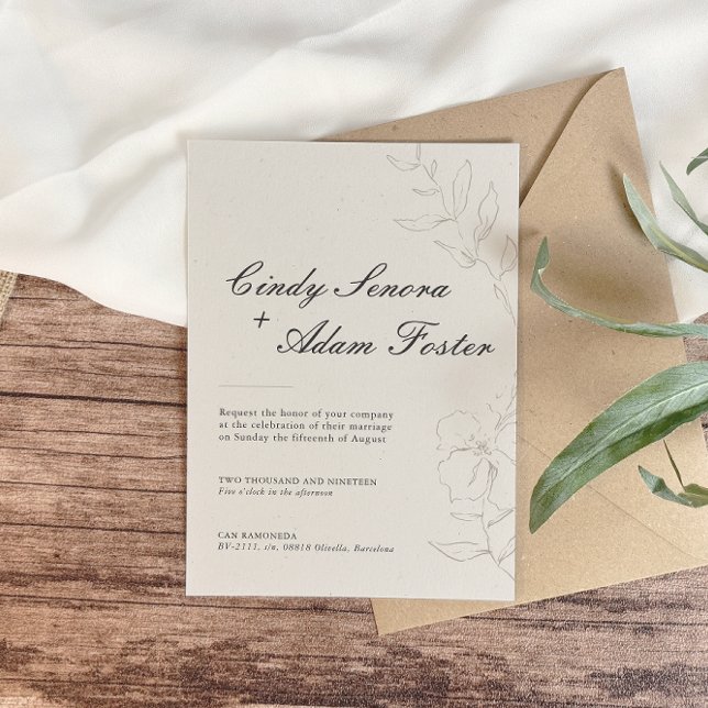 Elegante invitación a la boda floral Minimalista (Subido por el creador)