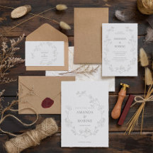 Elegante invitación a la boda floral Minimalista