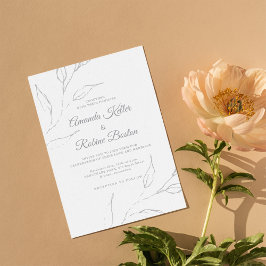 Elegante invitación a la boda floral Minimalista