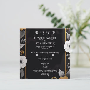Elegante Invitación a la Boda Floral Oro y Plata
