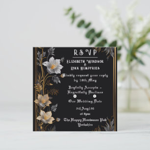 Elegante Invitación a la Boda Floral Oro y Plata