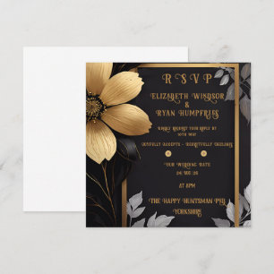 Elegante Invitación a la Boda Floral Oro y Plata