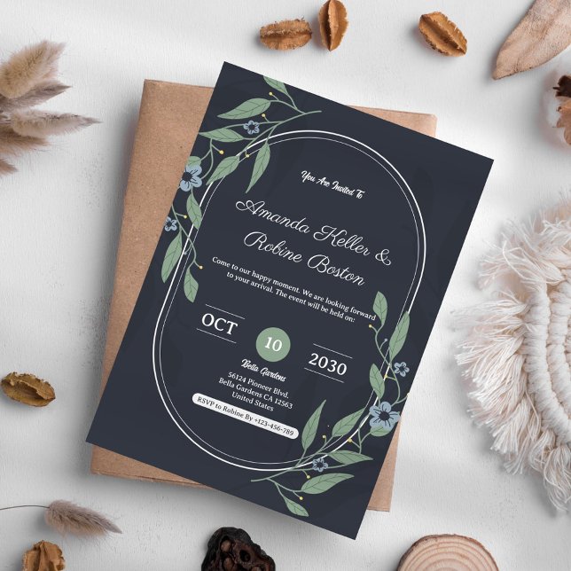 Elegante Invitación a la Boda Floral Oscura (Subido por el creador)