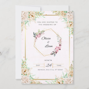 Elegante invitación a la boda floral ¡Personaliz