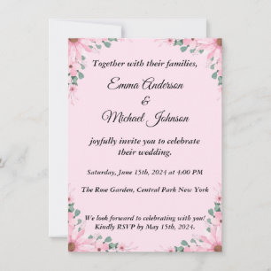 Elegante invitación a la boda floral ¡Personaliz