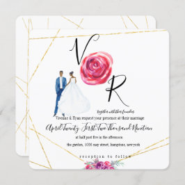 Elegante Invitación a la Boda Floral Purple Gold