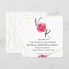 Elegante Invitación a la Boda Floral Purple Gold