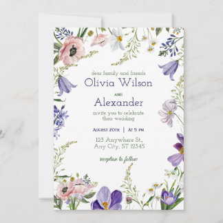 Elegante Invitación a la Boda Floral Púrpura
