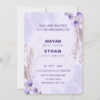 Elegante Invitación a la Boda Floral Púrpura
